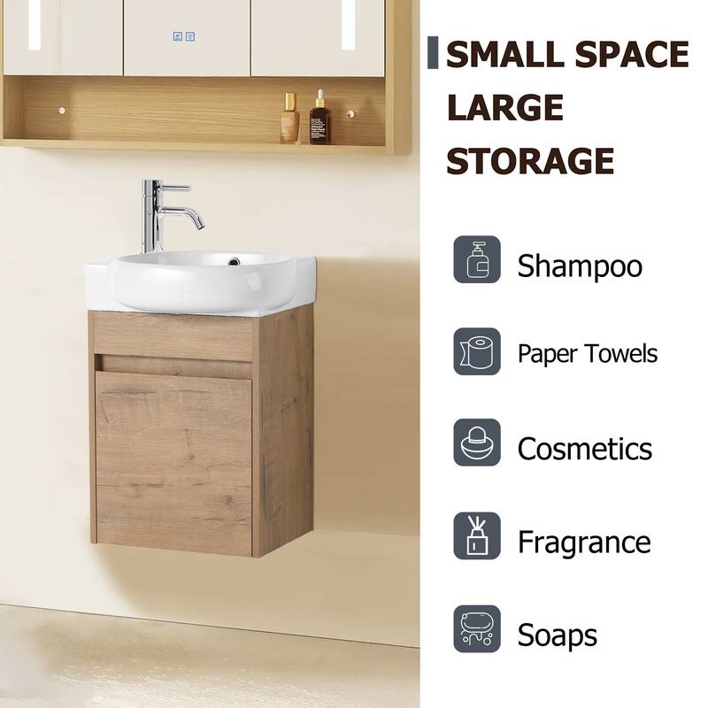 Topcraft 16-inch Wall Mount Bathroom Cabinet with Sink