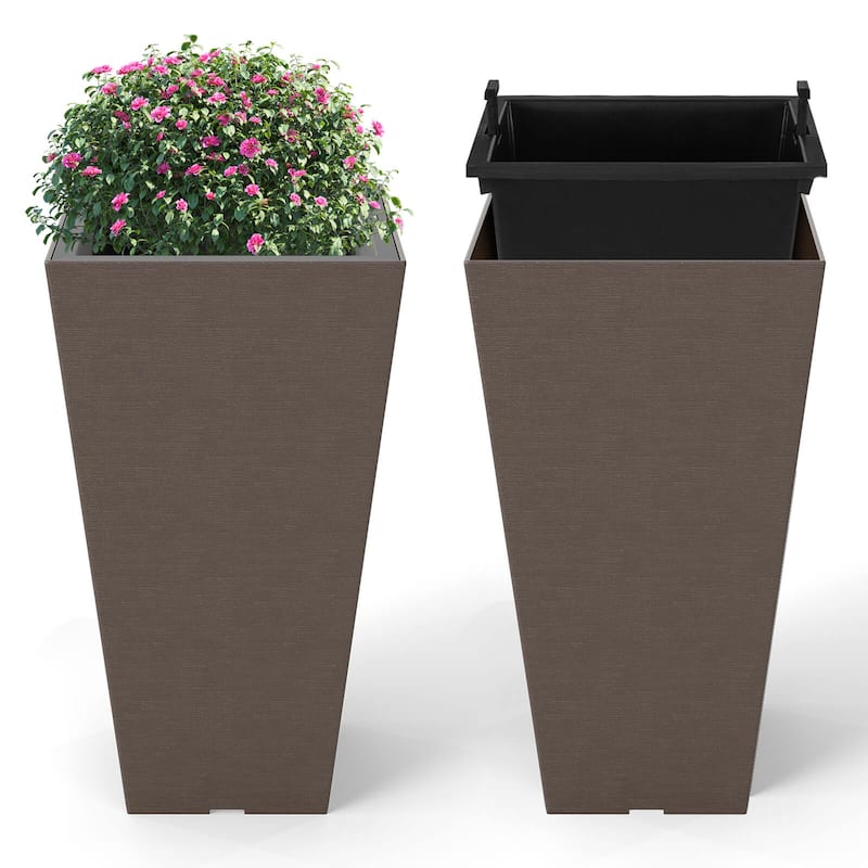 Costway 14"/22.5" Square Taper Planter Set of 2 with Removable Inner