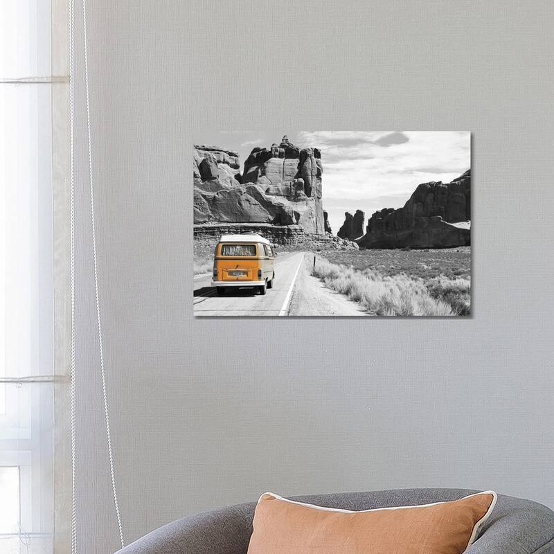 iCanvas "Orange Camper Van" by Pixy Paper Canvas Print - 18x26x1.5