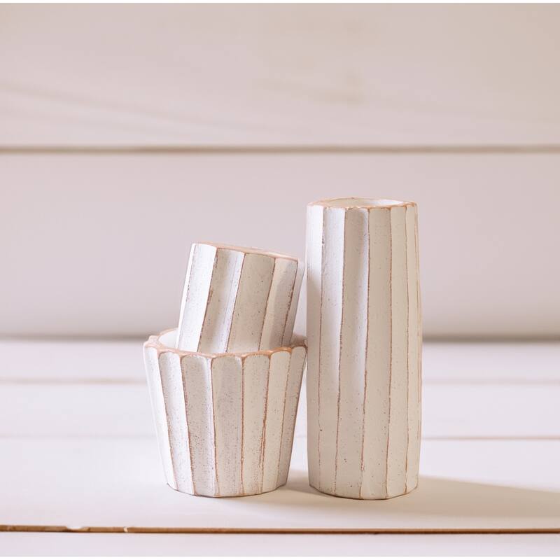 Rustic Fluted Tapered Planter - 20" - White