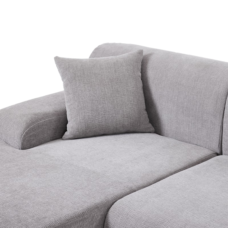 111" Polyester L-Shape Modular Sectional Sofa with High-Density Foam, 27" Deep Seat and Anti-Wrinkle Chenille Fabric