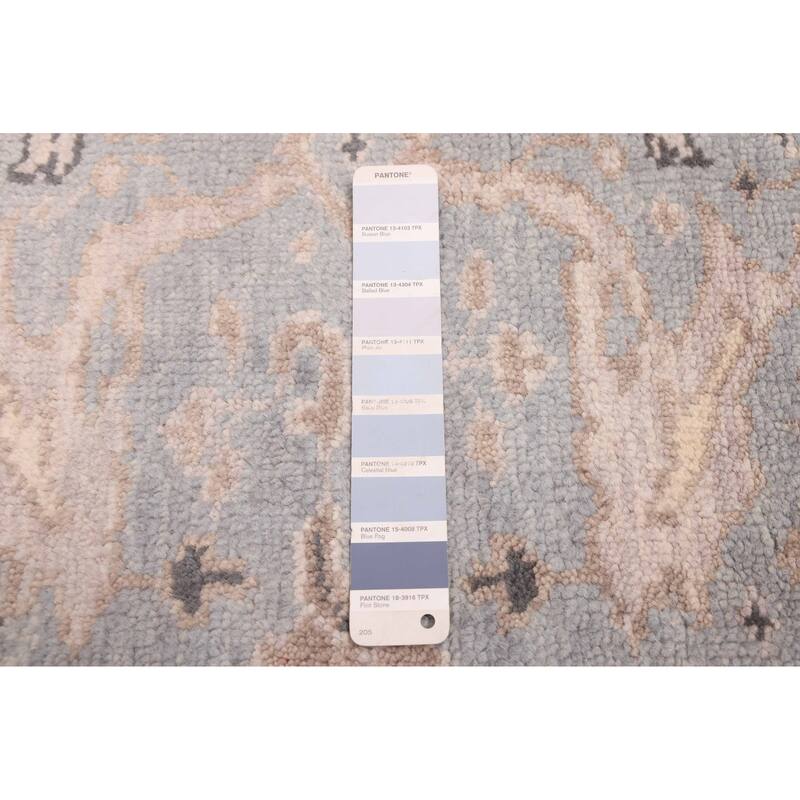 ECARPETGALLERY Hand-knotted Royal Oushak Light Denim Blue Wool Rug - 2'7 x 7'11