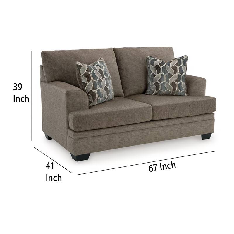 Ead Loveseat, 4 Accent Throw Pillows, Nutmeg Brown Polyester 67 Inch