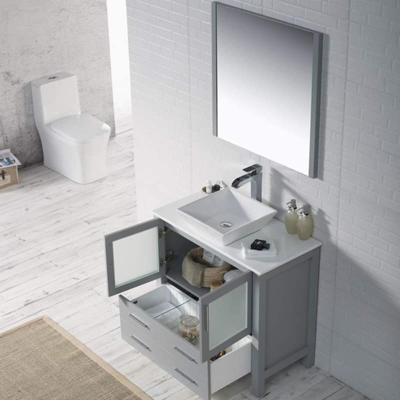 Blossom Sydney 36" Bathroom Vanity with Ceramic Vessel Sink and Mirror