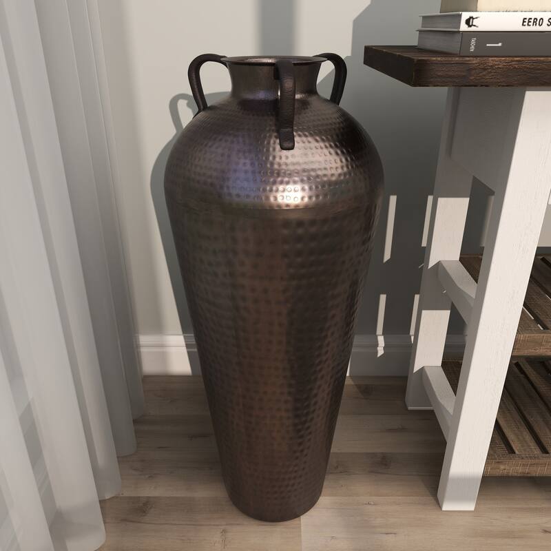 Bronze Hammered Solid Iron Jug Floor Vase