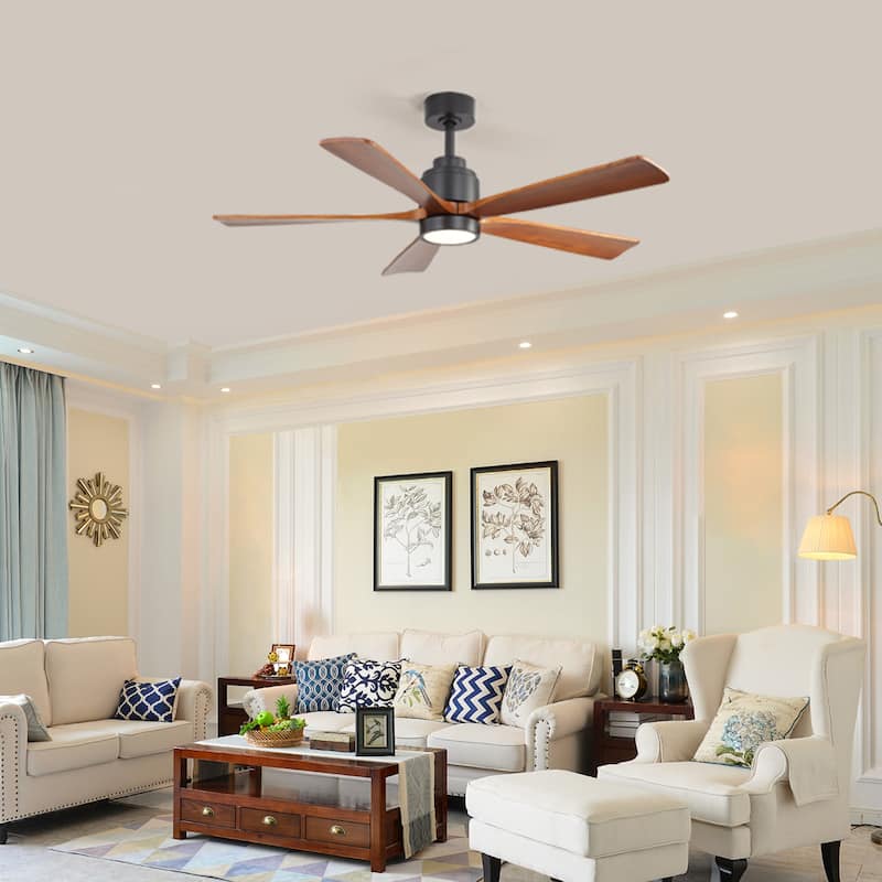 52 Inch Ceiling Fan with Blades 18W Three Color Dimmable Light Memory Function & Reversible Motor