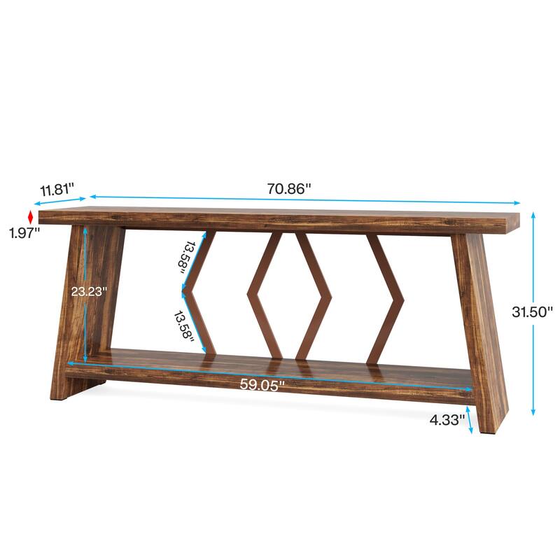 70.86-Inch Console Table, Wood Entryway Table with Storage, Couch Side Foyer Hallway Accent Table for Living Room, Entrance