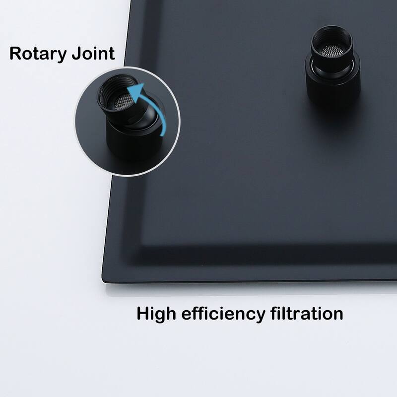 Super-thin 12'' Rotatable High Pressure Rain Shower Head with Self-Cleaning and Aerating Technology in Black / Gold