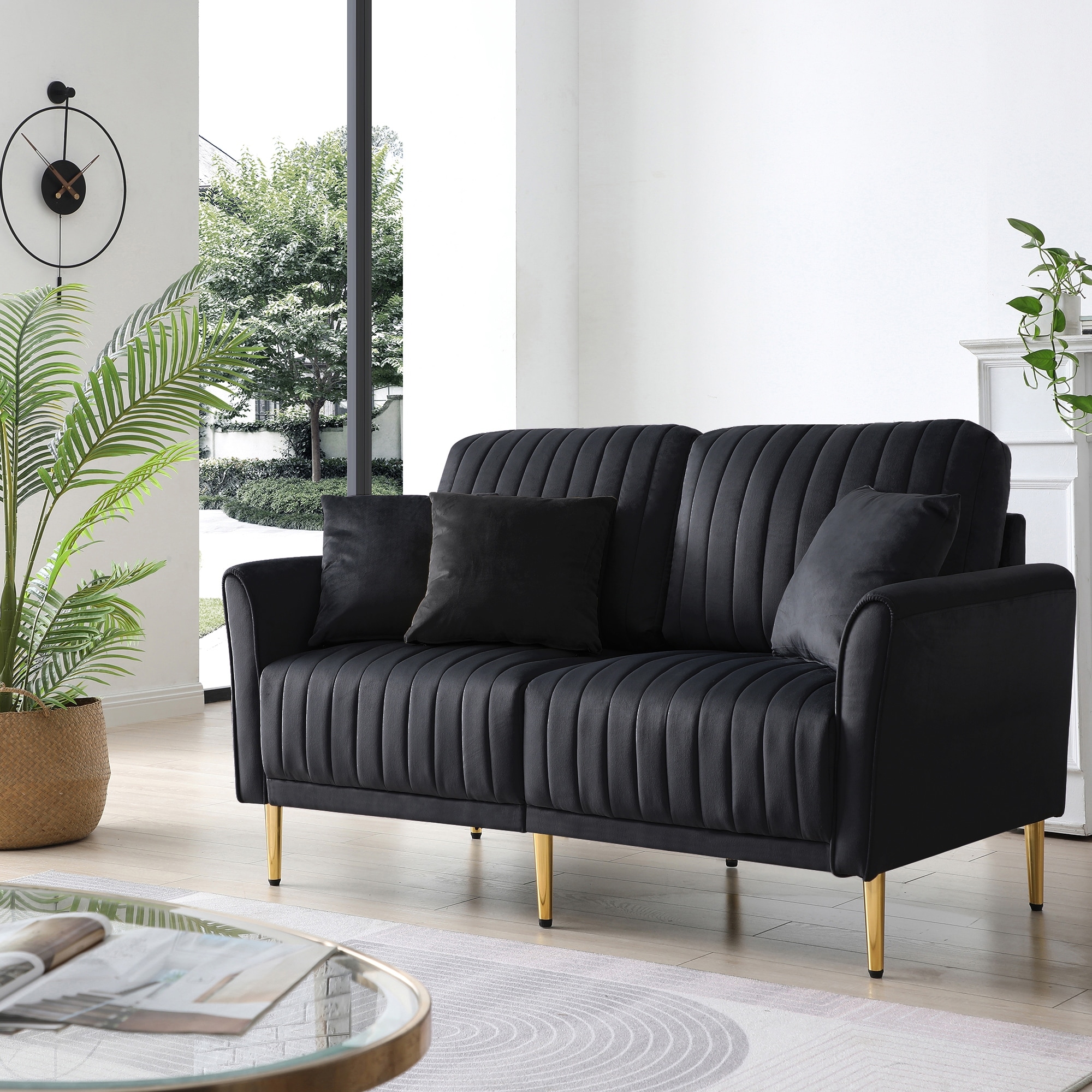 Black loveseat for bedroom sale