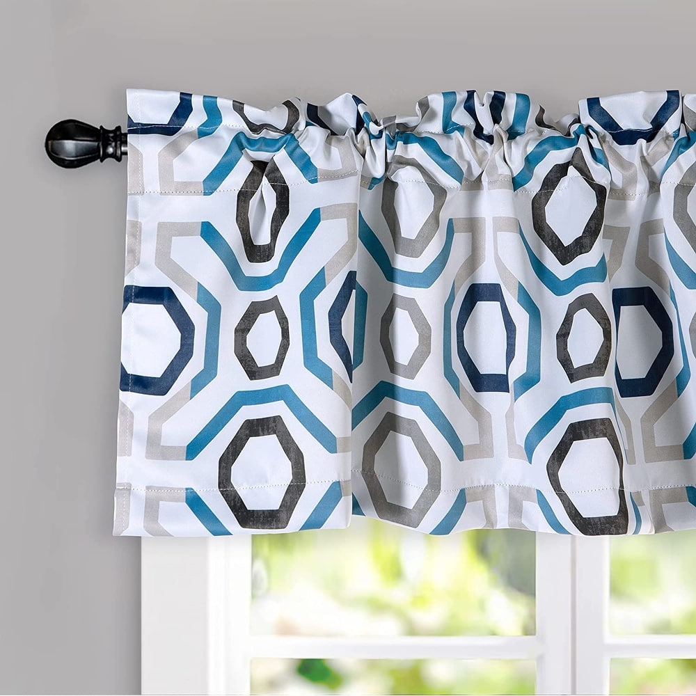 DriftAway Camden Blackout Valance for Kitchen Geometric Lattice Printed Valance