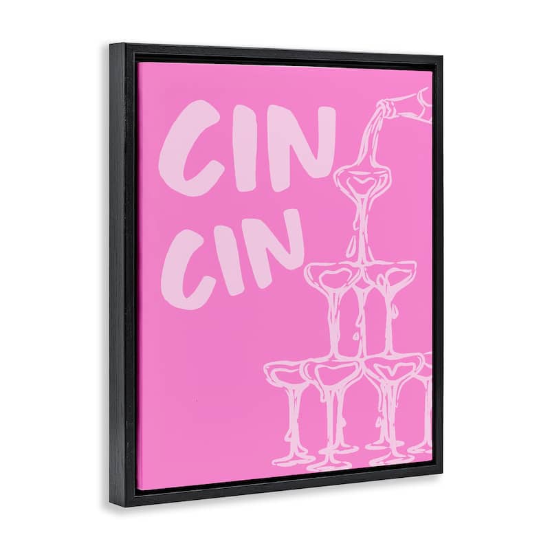 Stupell Pink Champagne Tower Framed Floater Canvas Wall Art Design By House of Lulu