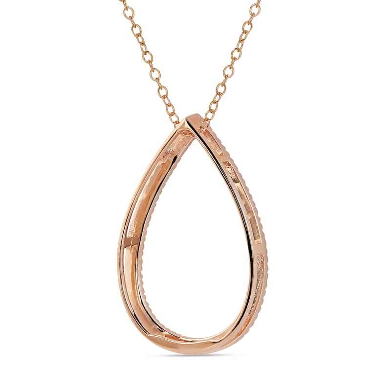 1/6ct - 1ct TDW 14K Gold Open Pear Diamond Pendant Necklace for Women