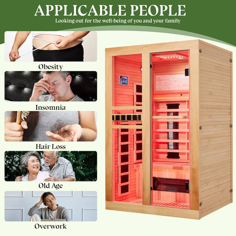 Hemlock Infrared Sauna with Red Light Therapy - Beauty Lamp & 15-Min Fast Warm-Up