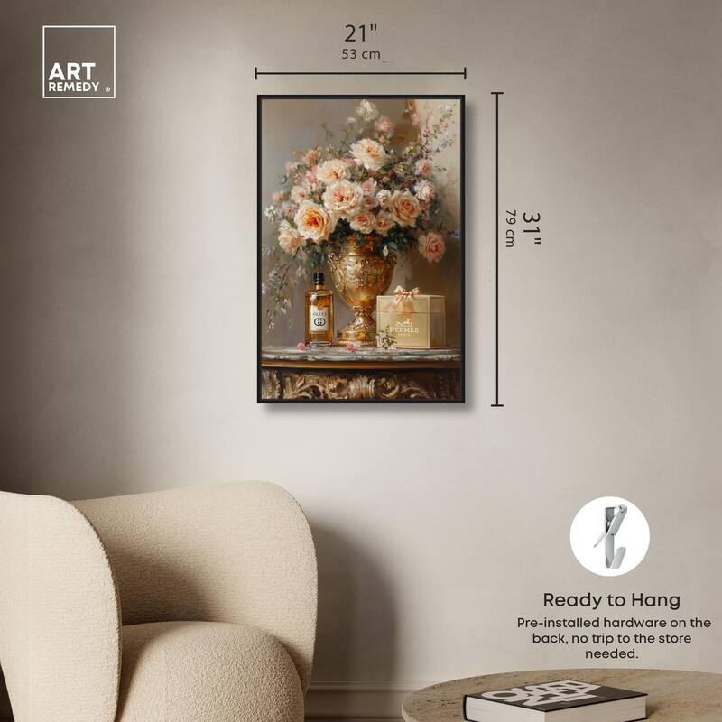 Classical Vase Tans and Floral Canvas by Art Remedy