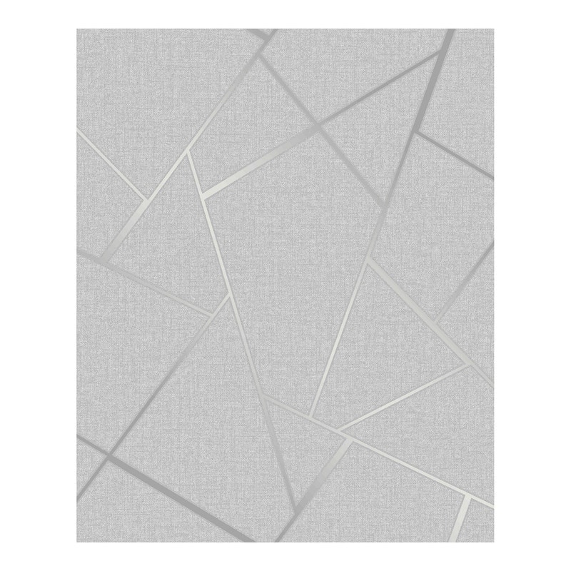 Fine Decor Quartz Silver Fractal Wallpaper - 20.5 x 396 x 0.025