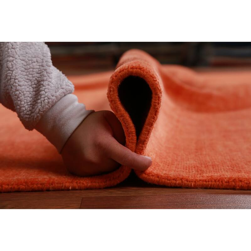 Hand Knotted Oriental 100% Wool Carpet Modern Solid Oranges & Rust Gabbeh Area Rug - 12' 1'' X 9' 0''