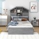 preview thumbnail 42 of 49, Wood Platform Bed Frame with 2 Drawers and 5 Storage Shelves