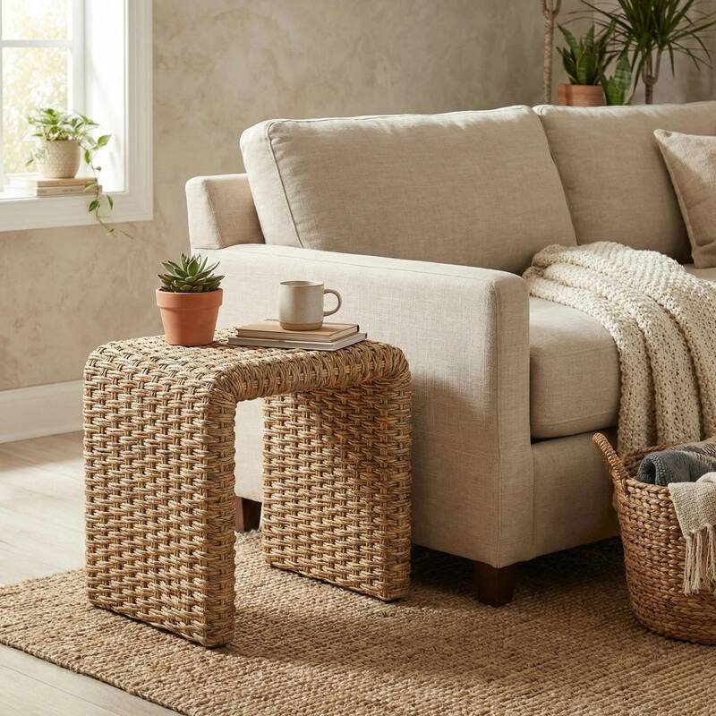 NPD Furniture Vaine Bohemian Woven Abaca Coffee Table or End Table