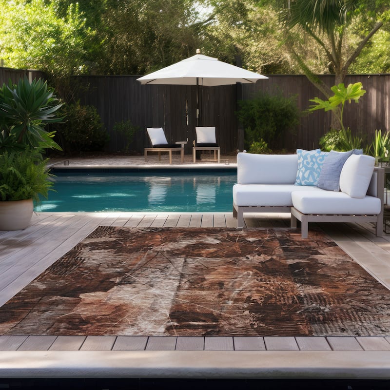 Machine Washable Indoor/ Outdoor Foilage Chantille Rug