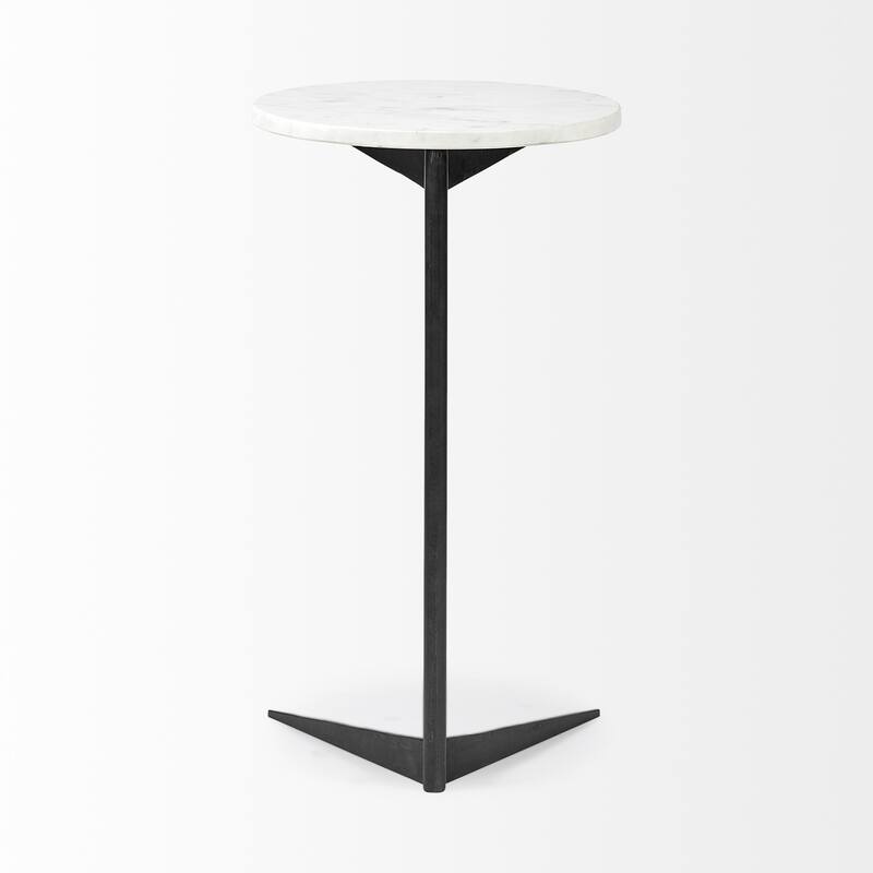 HomeRoots 27" Black And White Marble Round End Table - 15' X '27' X '15