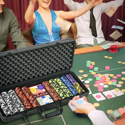 Soozier Poker Chip Set with 6 Denominations, 500 Chips, 14 Gram Clay, Casino Poker Chips with Aluminum Case