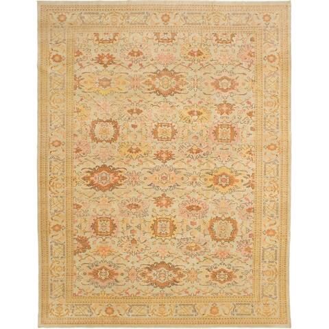 ECARPETGALLERY Hand-knotted Authentic Ushak Light Green Wool Rug - 10'6 x 13'7