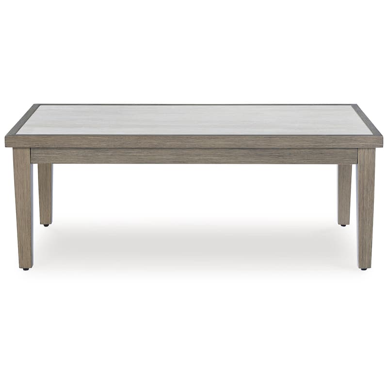Signature Design by Ashley Rainier Ranch Brown/Beige Outdoor Coffee Table - 48.9" W x 25.28" D x 18.5" H