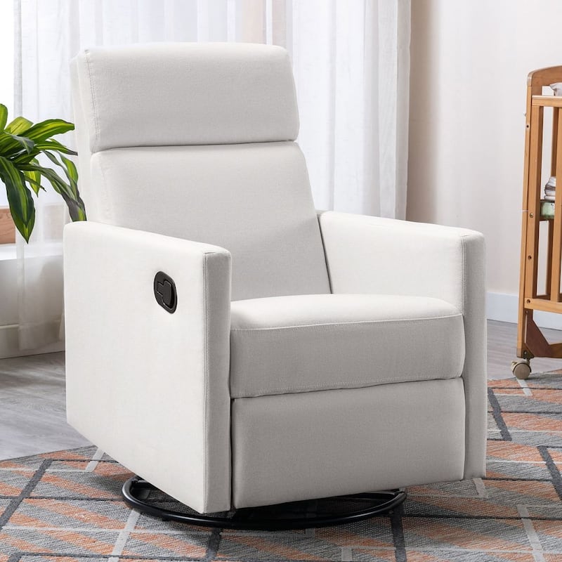 Modern 360° Swivel Sliding Linen Upholstered Recliner