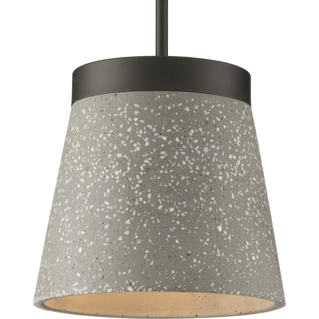Terrazzo Collection 1-Light Graphite Grey Terrazzo Global Hanging Pendant Light - 10 in x 10 in x 9.375 in