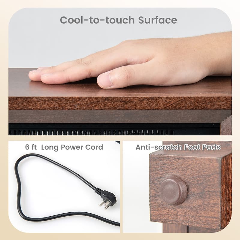 Costway Mini Desktop Electric Fireplace Heater Portable Wooden - See Details
