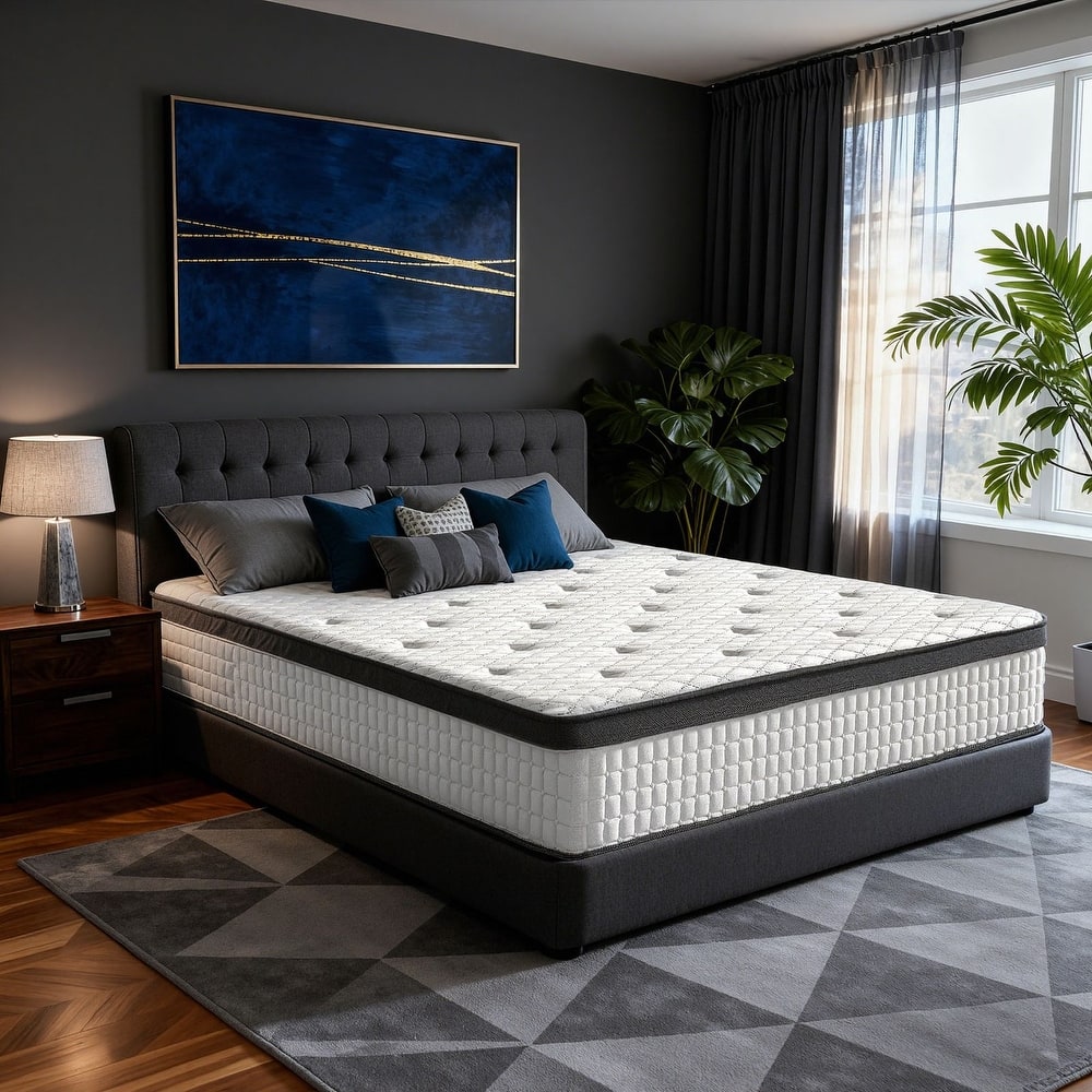 Meyreso 12-inch Hybrid Mattress with Memory Foam Comfort & Individually Wrapped Coils