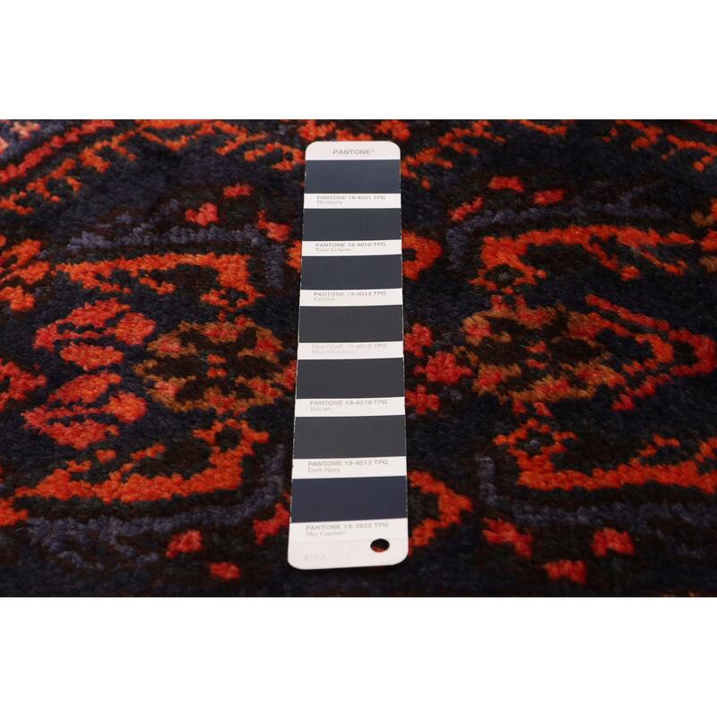 ECARPETGALLERY Hand-knotted Andelz Navy, Red Wool Rug - 3'8 x 14'4