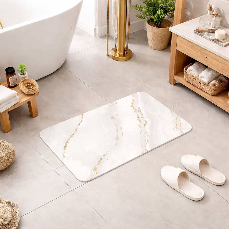 Stone Natural Diatomite Bath Mat Ultra-Absorbent Quick-Dry - MARBLE