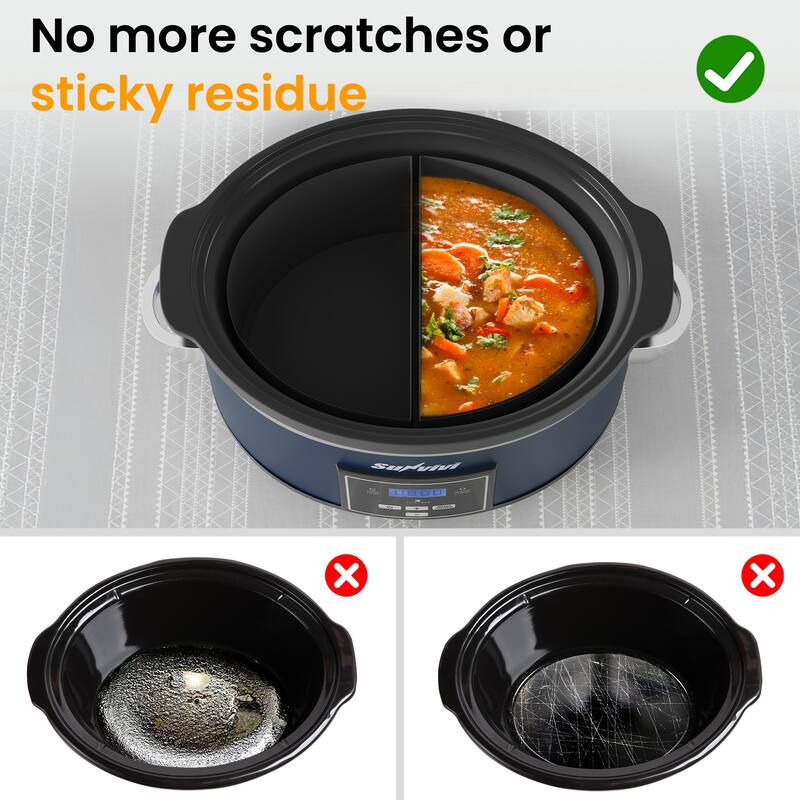 6 Quart Programmable Slow Cooker with 2 in 1 Silicone Liners