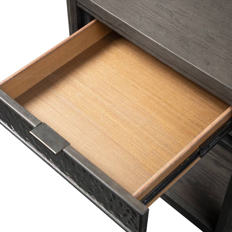 Furniture of America Piez Modern Ash Grey Wood 1-Drawer End Table