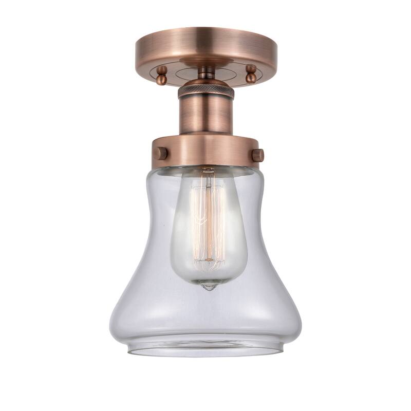 Innovations Lighting Bellmont - 1 Light 7" Semi-Flush Mount - Clear/Antique Copper