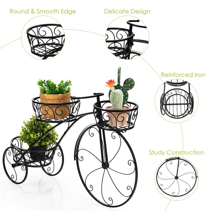 Costway Tricycle Plant Stand Flower Pot Cart Holder Parisian Style - See Details