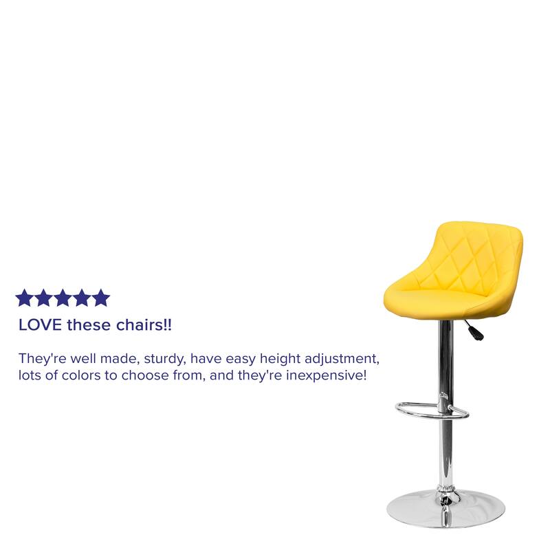 Diamond Pattern Vinyl Bucket Seat Adjustable Barstool - 18.5"W x 19"D x 33.25" - 41.75"H