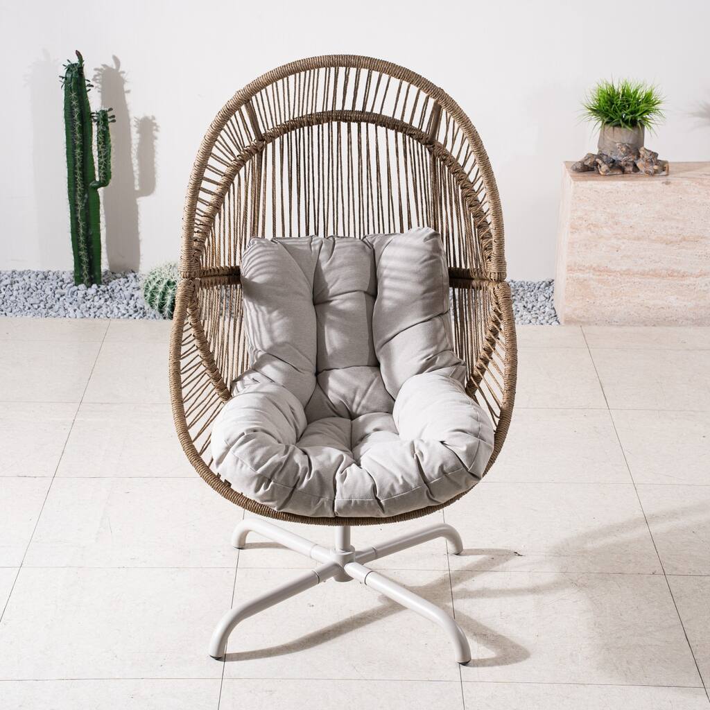 34.65" Outdoor Swivel Roking Chair with Cushion