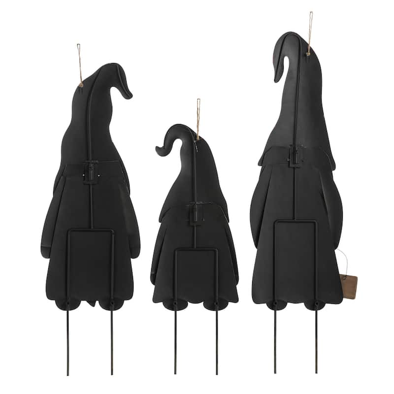 Glitzhome Set of 3 Fall Metal Gnome Family Yard Stake Standing Sign Hanging Decor for Thanksgiving