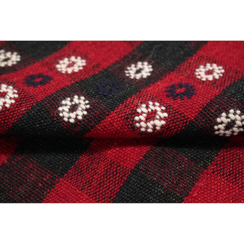Hand Woven Oriental 100% Wool Carpet Southwestern Geometric Red Kilim Area Rug - 8' 3'' X 6' 3''