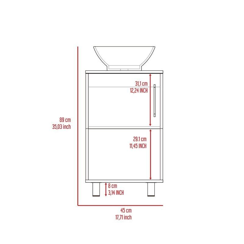 Modern Bathroom Vanity Cabinet with Four Legs, FSC Certified, and Open Shelf - 17.71in L