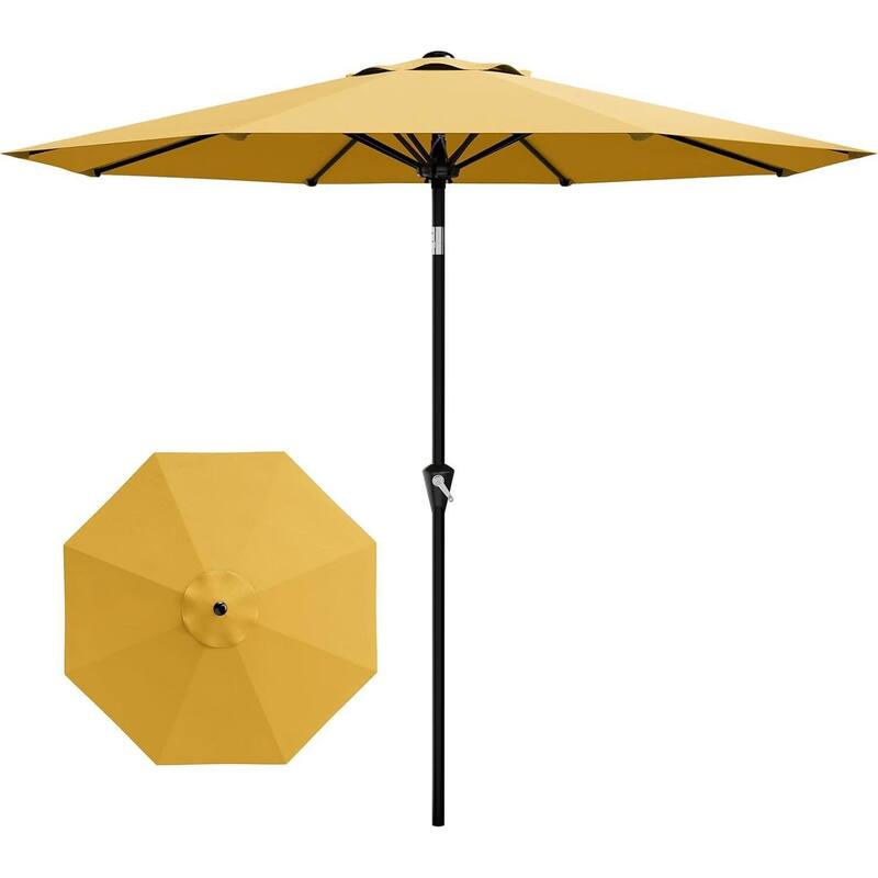 9FT Patio Umbrella with Smooth Crank Lift UV Protection Waterproof for Pool, Deck, Yard, Garden (No Base) - Yellow