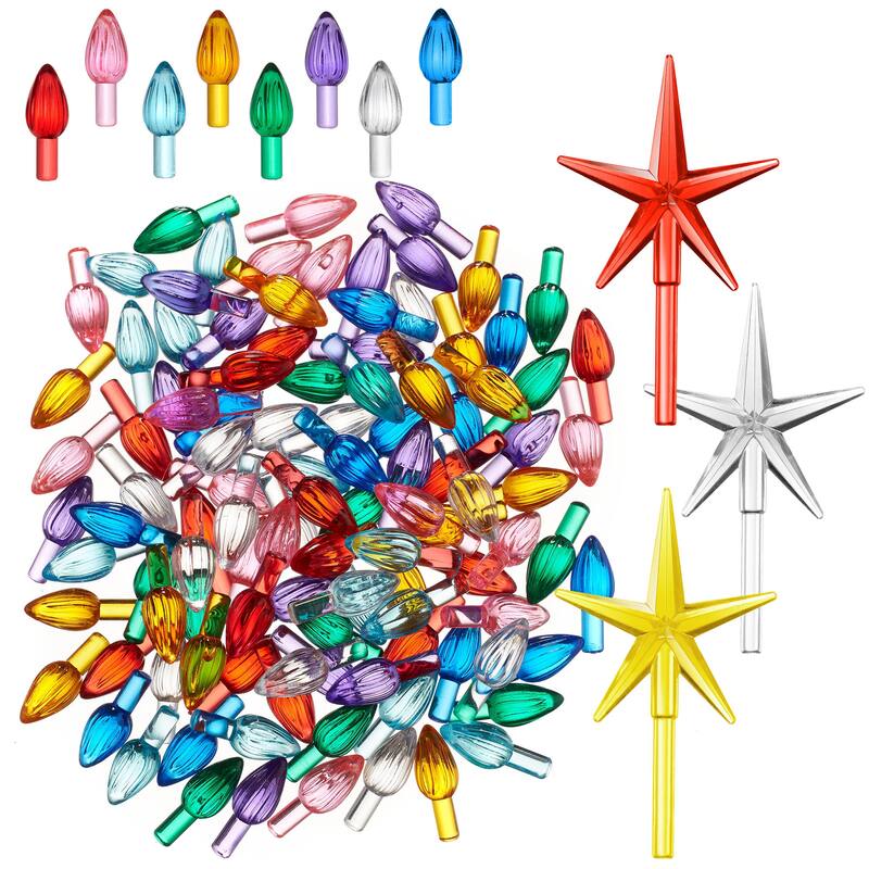 Ceramic Christmas Tree Replacement Lights 108 Bulbs and 3 Stars - Multi - Acrylic