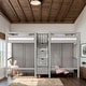 preview thumbnail 2 of 22, Impression & Beautiful Double Twin Loft Beds with Wardrobes and Staircase, Sturdy construction & Playhouse Inspired, Grey