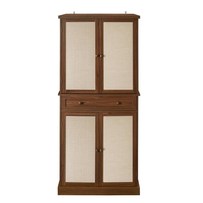4 Door Storage Cabinet with 1 Drawer, with 4 Adjustable Inner Shelves