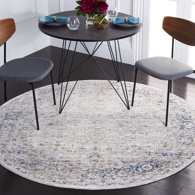 SAFAVIEH Moondust Birten Vintage Oriental Rug - 6' Round - Grey/Blue