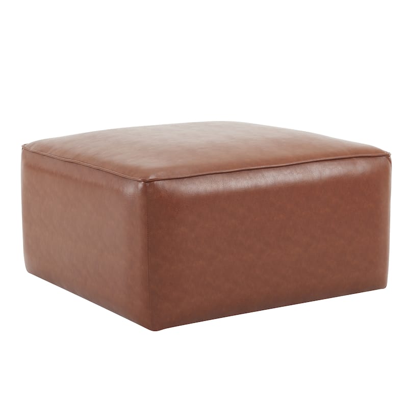 ISABELLA PU Leather Ottoman - Sleek Upholstered Accent for Bedroom/Living Room