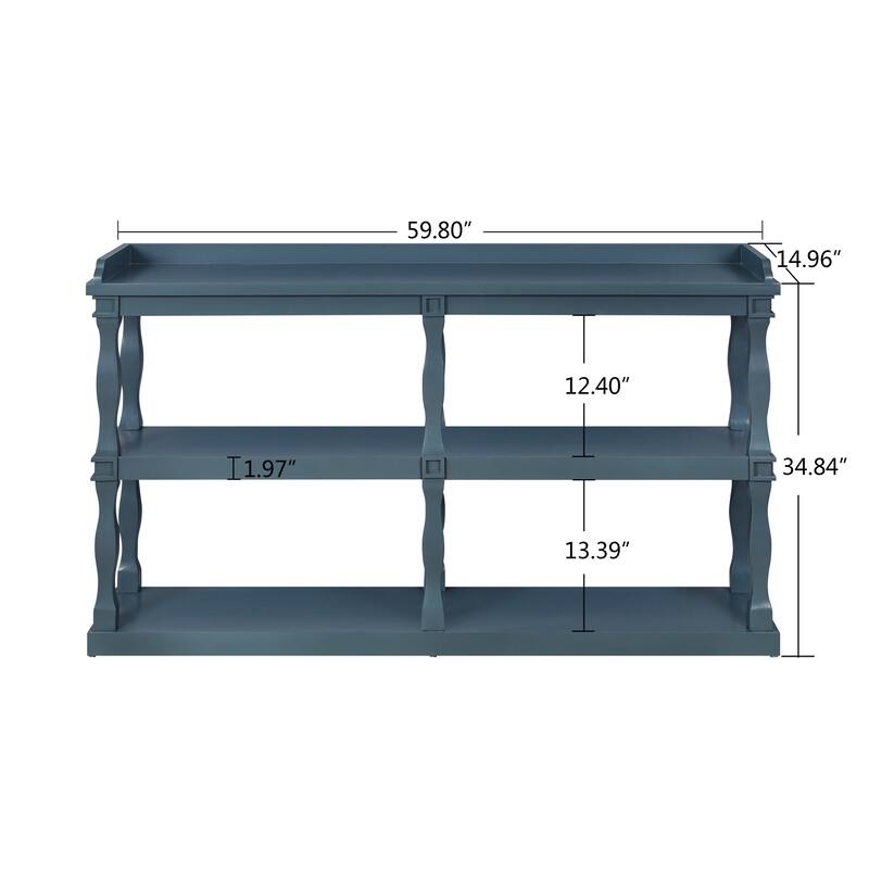Console Table with 3-Tier Open Storage Spaces