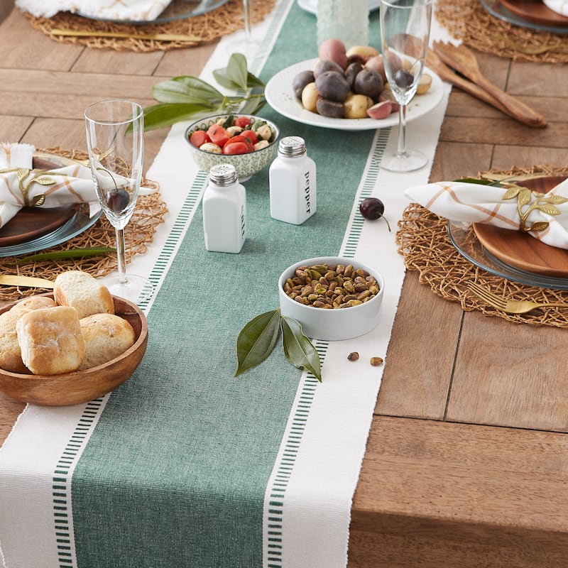 DII Striped Fringe Ribbed Table Runner 13x72"